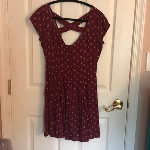 Maroon Patterned Babydoll Dress